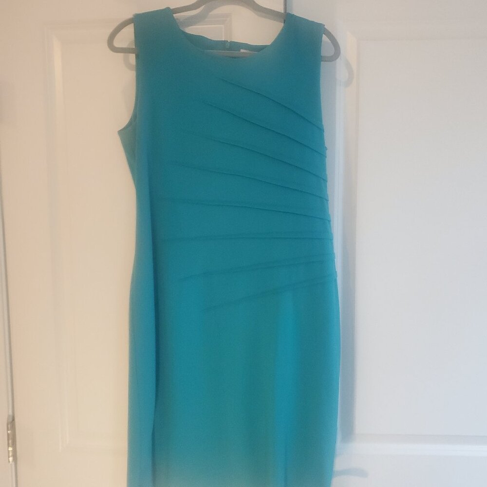 Calvin Klein Women’s Blue Sheath Dress – Size 10, Classic Workwear, Gently Worn